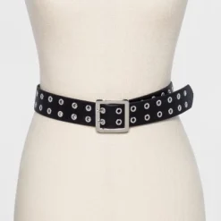 Women's Double Laser Cut Adjustable Western Grommet Belt - Wild Fable™ Black XL