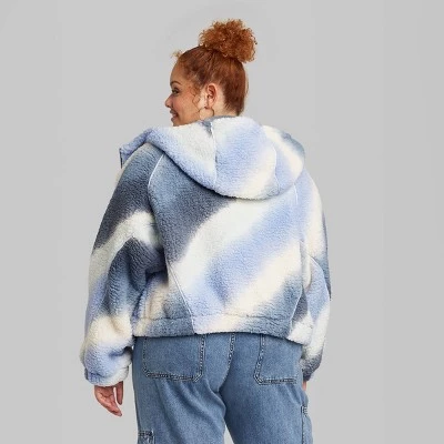 Women's Faux Shearling Full Zip-Up Sweatshirt - Wild Fable™ Off-white 2 Women's Faux Shearling Full Zip-Up Sweatshirt - Wild Fable™ Off-white - Image 2