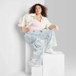 Women's Mid-Rise Cargo Baggy Wide Leg Utility Jeans - Wild Fable™ Railroad Striped -Outlet Modish Gems Store GUEST b4058810 1177 4d34 8830 ea0f566eaf0b 2