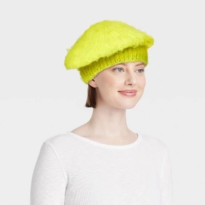 Brushed Beret Hat - Wild Fable™ Lime 1 Brushed Beret Hat - Wild Fable™ Lime