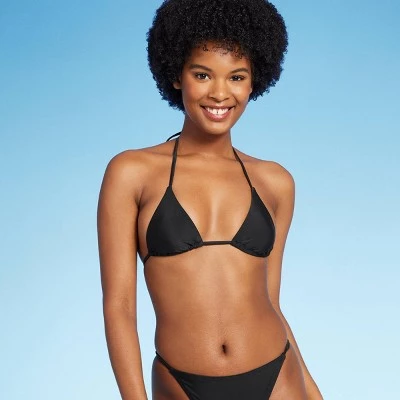 Women's Low Coverage Mini Triangle Bikini Top - Wild Fable™ Black 6 Women's Low Coverage Mini Triangle Bikini Top - Wild Fable™ Black - Image 6