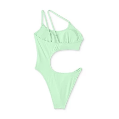 Women's One Shoulder Cut Out One Piece Swimsuit - Wild Fable™ Light Green 5 Women's One Shoulder Cut Out One Piece Swimsuit - Wild Fable™ Light Green - Image 5