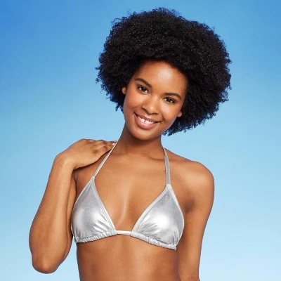 Women's Triangle Bikini Top - Wild Fable™ Teal Foil 2 Women's Triangle Bikini Top - Wild Fable™ Teal Foil - Image 2