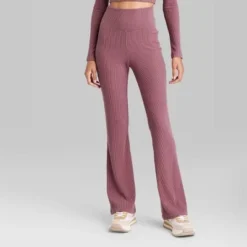 Women's High-Waisted Cozy Ribbed Lounge Flare Leggings - Wild Fable⢠Cream