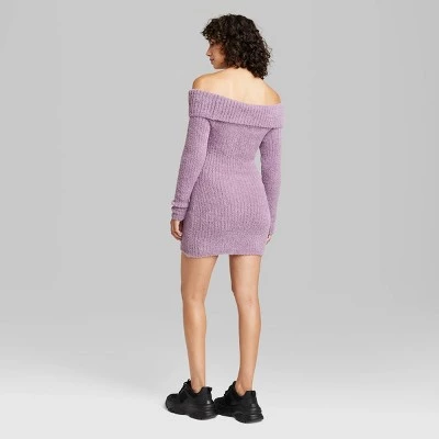 Women's Long Sleeve Mini Sweater Dress - Wild Fable™ Mauve 2 Women's Long Sleeve Mini Sweater Dress - Wild Fable™ Mauve - Image 2