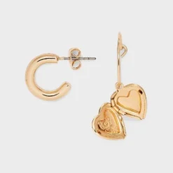 Cherry Heart and Floral Icon Stud Hoop Earring Set 18pc - Wild Fable™ Gold