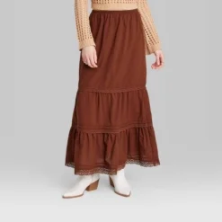 Women's Mid-Rise Tiered Maxi Skirt - Wild Fable™ Off-white