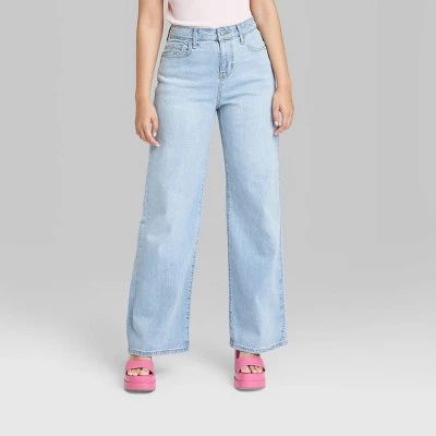 Women's High-Rise Wide Leg Baggy Jeans - Wild Fable™ Light Blue 1 Women's High-Rise Wide Leg Baggy Jeans - Wild Fable™ Light Blue