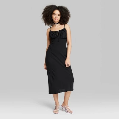 Women's Sleeveless Ruched Midi Dress - Wild Fable™ Black 1 Women's Sleeveless Ruched Midi Dress - Wild Fable™ Black