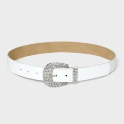 Women's Rhinestone Buckle Belt - Wild Fable⢠White