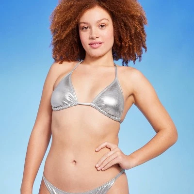 Women's Triangle Bikini Top - Wild Fable™ Teal Foil 3 Women's Triangle Bikini Top - Wild Fable™ Teal Foil - Image 3