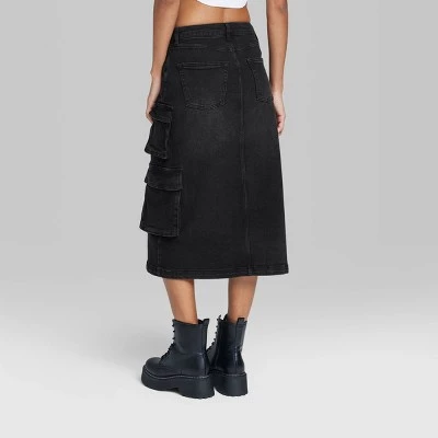 Women's Denim Cargo Midi Skirt - Wild Fable™ Light Wash 2 Women's Denim Cargo Midi Skirt - Wild Fable™ Light Wash - Image 2