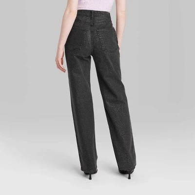 Women's 90's Relaxed Straight Glitter Jeans - Wild Fable™ Black Wash 2 Women's 90's Relaxed Straight Glitter Jeans - Wild Fable™ Black Wash - Image 2