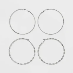 Smooth and Twisted Hoop Earring Set 2pc - Wild Fable™ Silver 5 Smooth and Twisted Hoop Earring Set 2pc - Wild Fable™ Silver -Outlet Modish Gems Store GUEST e5c96559 604c 47fa 95a1 82b537e4dc85