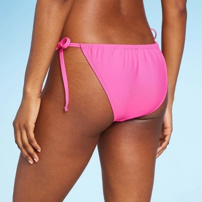 Women's Side-Tie Low-Rise Adjustable Bikini Bottom - Wild Fable™ Pink 1 Women's Side-Tie Low-Rise Adjustable Bikini Bottom - Wild Fable™ Pink