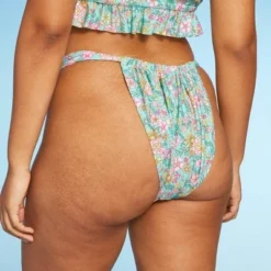Women's Wide Strap Adjustable High Leg Bikini Bottom - Wild Fable™ Green Floral Print -Outlet Modish Gems Store GUEST eb08b05e ba88 48b9 82e5 5ca2039cea18