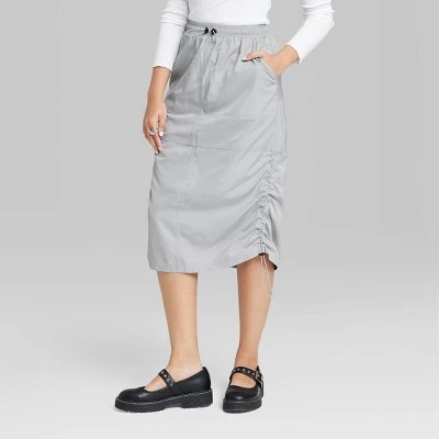 Women's Utility Midi Skirt - Wild Fable™️ Light Gray 1 Women's Utility Midi Skirt - Wild Fable™️ Light Gray