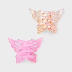 Iridescent Butterfly Claw Hair Clip Set 4pc - Wild Fable™ Pink/Teal/Neutral