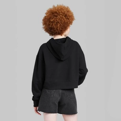 Women's Cropped Hoodie - Wild Fable™ Black 2 Women's Cropped Hoodie - Wild Fable™ Black - Image 2