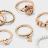 Heart and Flower Ring Set 8pc - Wild Fable™ Gold