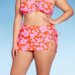 Women's Cinch Side Skirt Cover Up - Wild Fable™ Orange/Pink Tropical Print -Outlet Modish Gems Store GUEST f465aafc dd5d 468a a3c1 9c4b5ba2b81c 3