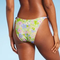 Women's Reversible Side-Tie Extra High Leg Extra Cheeky Bikini Bottom - Wild Fable™ Orange Geo Tropical Print
